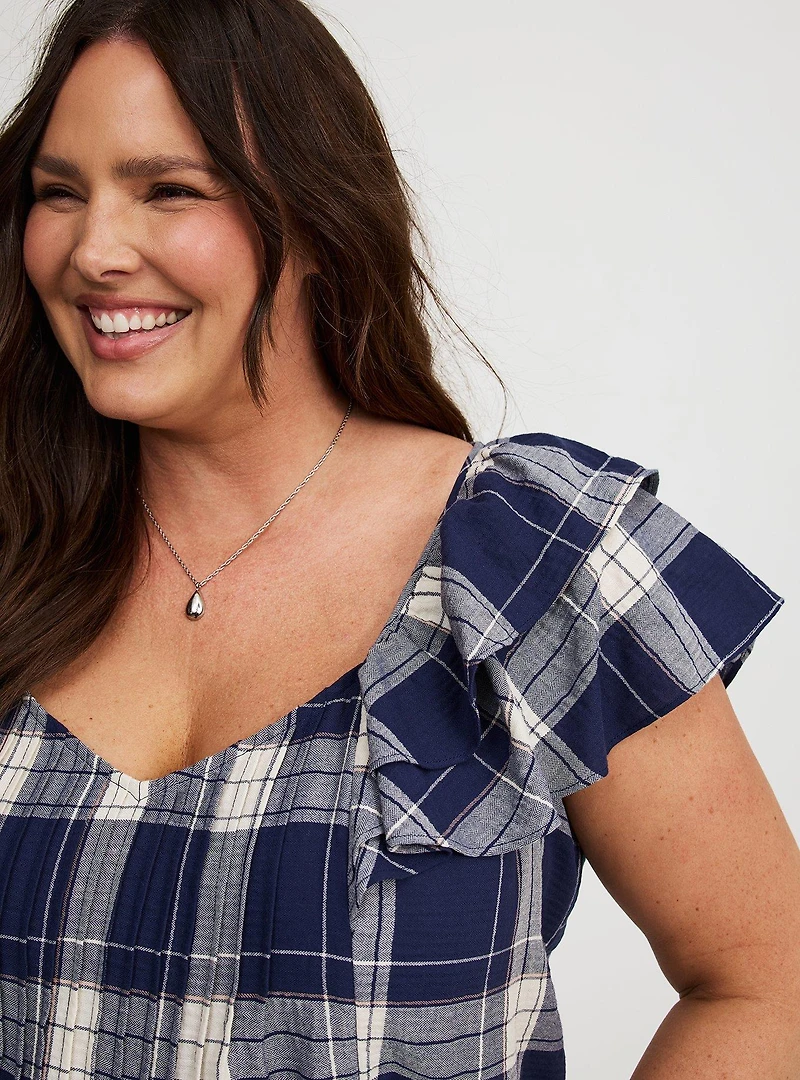 Cotton Flutter-Sleeve Blouse