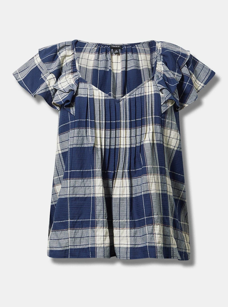 Cotton Flutter-Sleeve Blouse