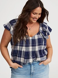 Cotton Flutter-Sleeve Blouse