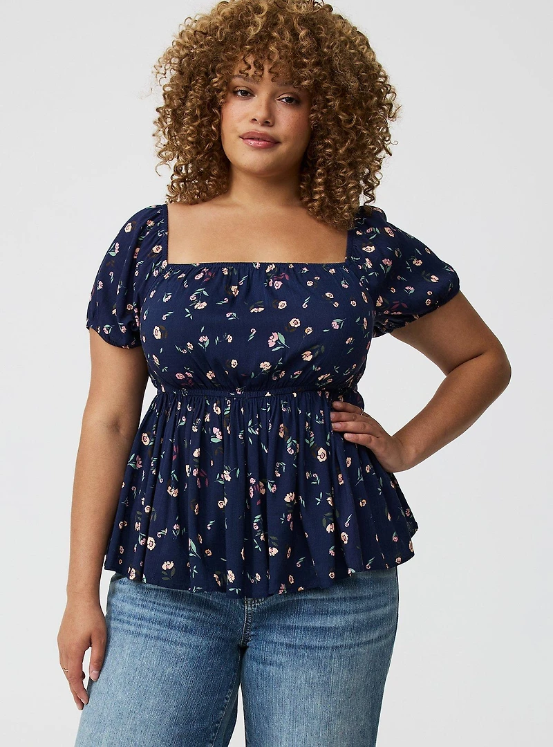 Babydoll Square-Neck Top