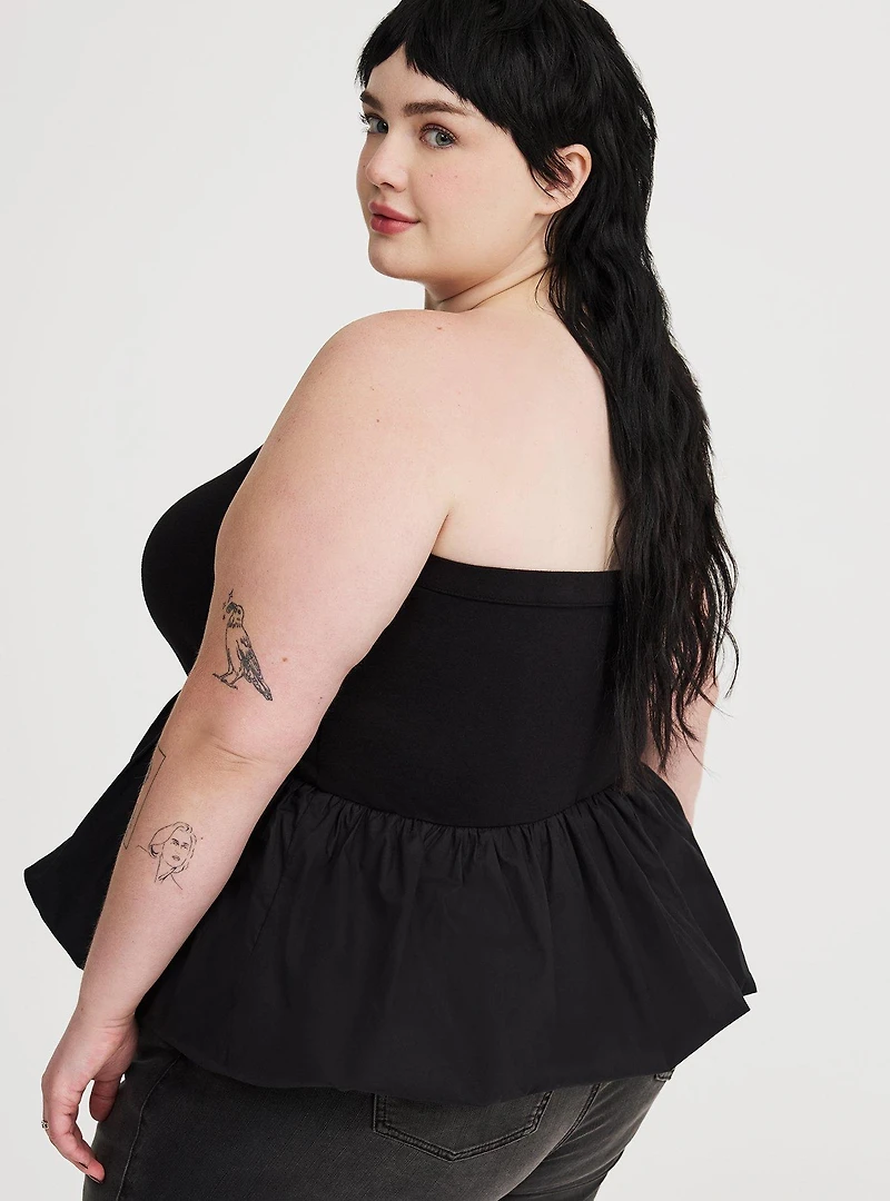 Poplin Bubble-Hem Top