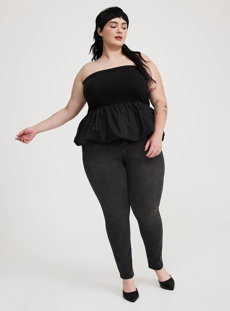 Poplin Bubble-Hem Top