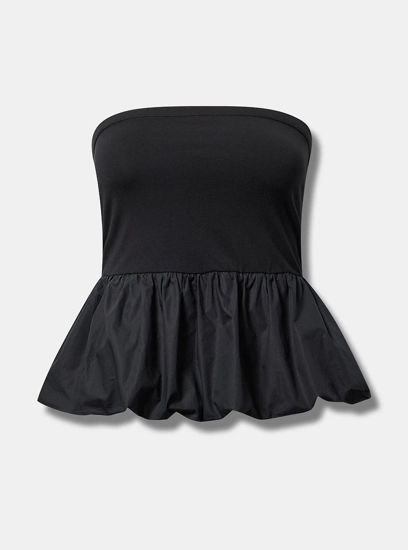 Poplin Bubble-Hem Top