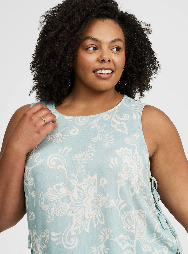 Crinkle Gauze Side-Tie Top