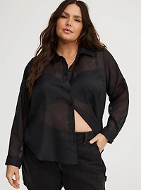 Sheer Button-Up Shirt