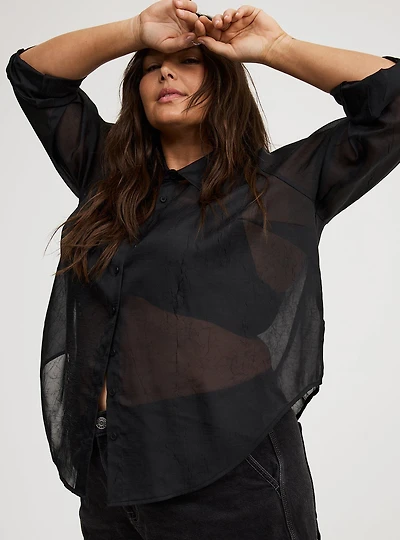 Sheer Button-Up Shirt