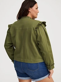 Lightweight Twill Ruffle Utility Jacket