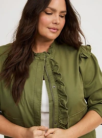 Lightweight Twill Ruffle Utility Jacket