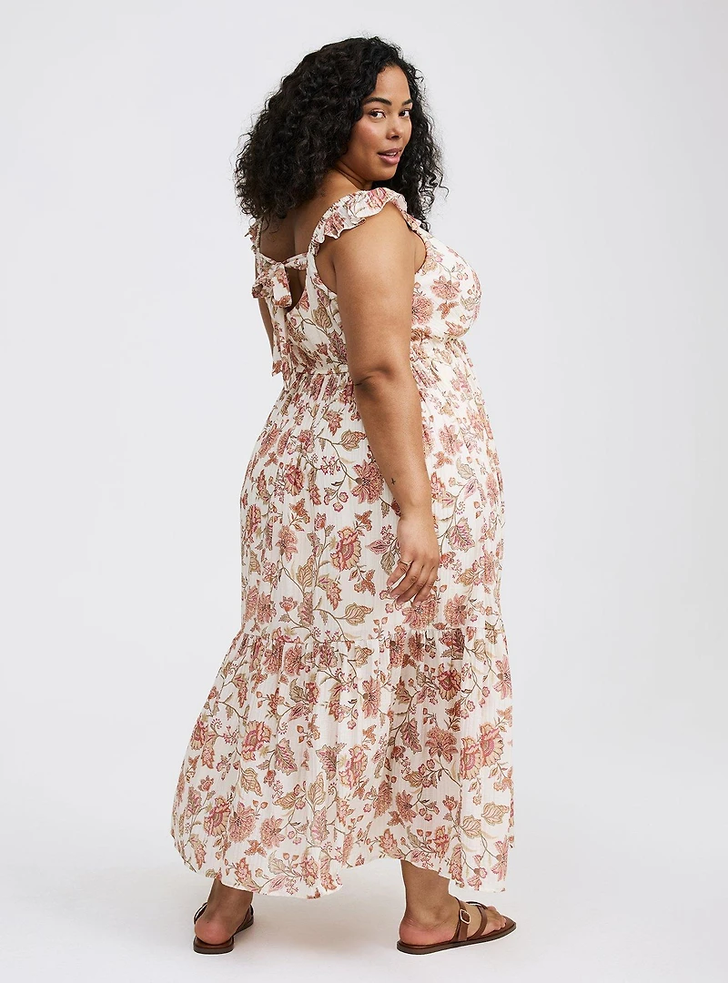 Maxi Ruffle-Sleeve Surplice Dress