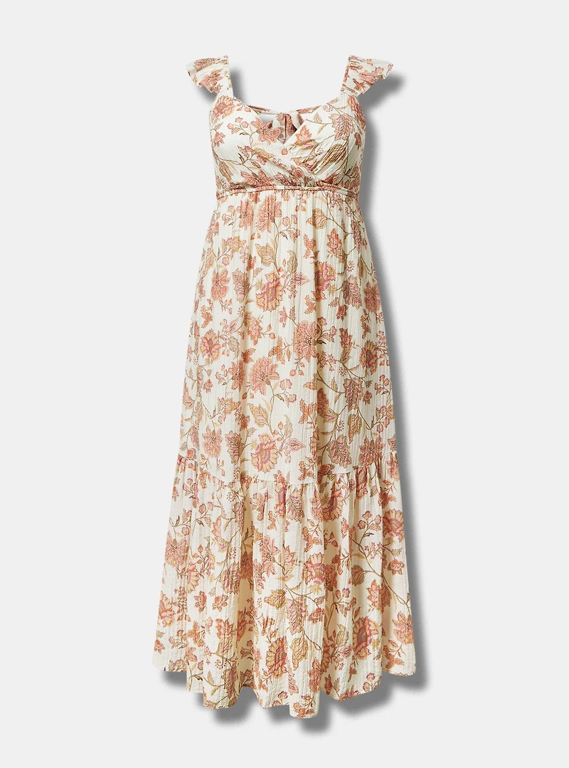 Maxi Ruffle-Sleeve Surplice Dress