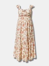 Maxi Ruffle-Sleeve Surplice Dress