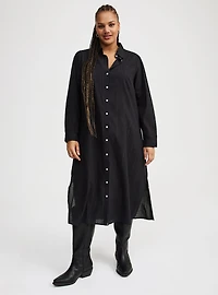Cotton Lurex Midi Button-Up Dress