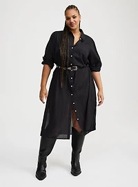 Cotton Lurex Midi Button-Up Dress