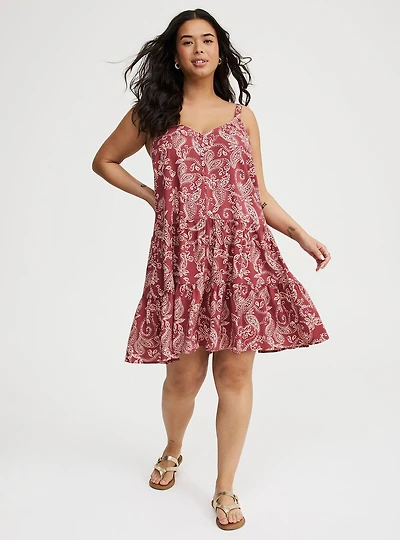 Mini V-Neck Button-Up Dress