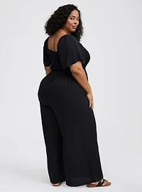 Flutter-Sleeve Smocked Jumpsuit