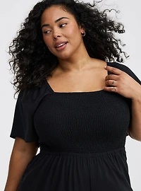 Flutter-Sleeve Smocked Jumpsuit