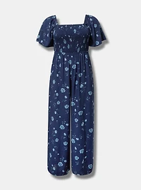 Flutter-Sleeve Smocked Jumpsuit