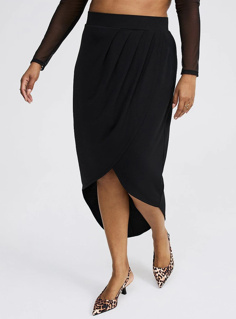 Wrap-Front High-Low Skirt