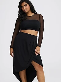 Wrap-Front High-Low Skirt