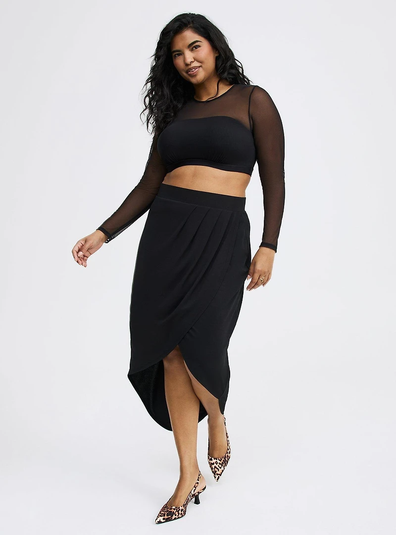 Wrap-Front High-Low Skirt