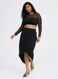 Wrap-Front High-Low Skirt