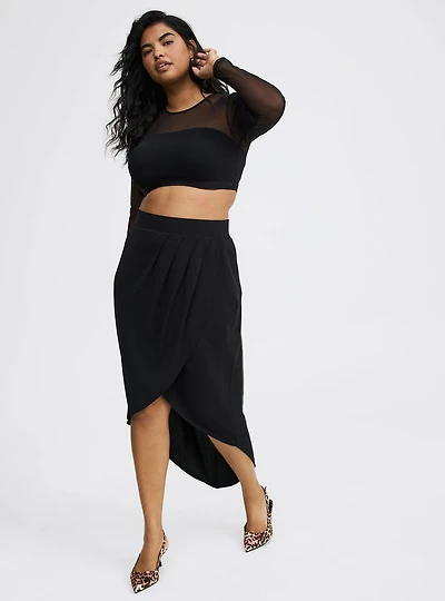 Wrap-Front High-Low Skirt
