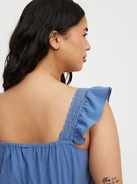 Mini Cotton Tiered Lace-Trim Dress