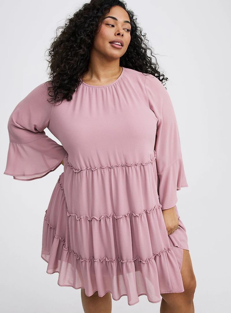 Mini Chiffon Ruffle Tiered Dress