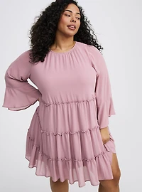 Mini Chiffon Ruffle Tiered Dress