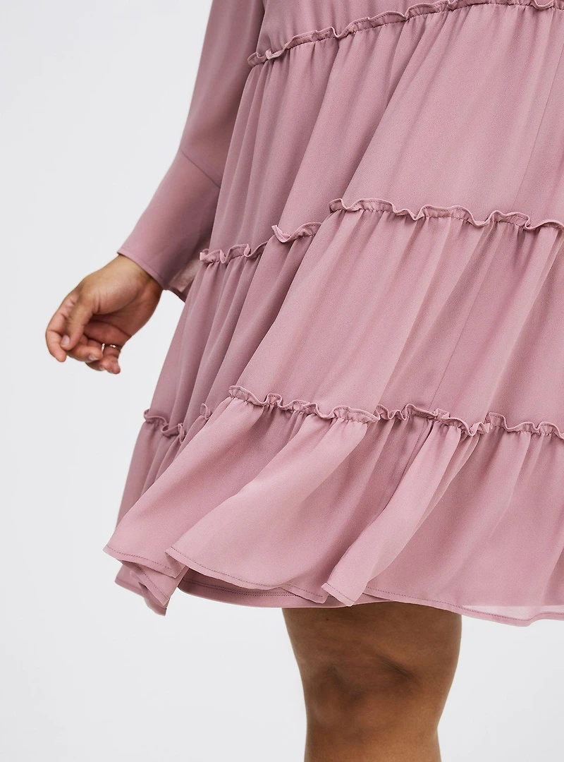 Mini Chiffon Ruffle Tiered Dress