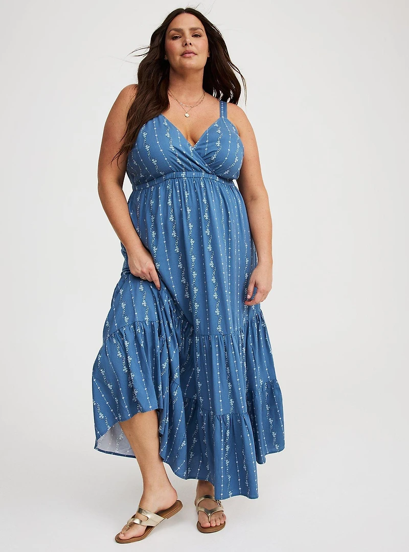 Maxi Surplice Tiered Tank Dress