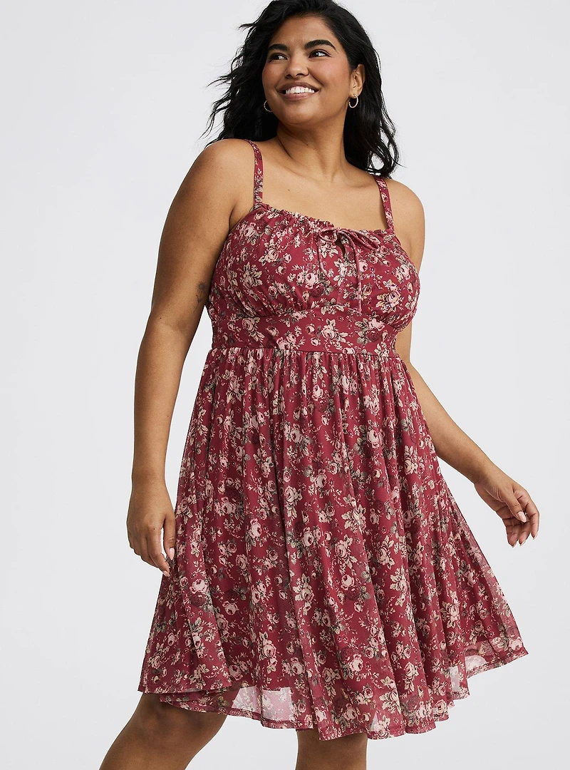 Mini Mesh Front-Tie Dress