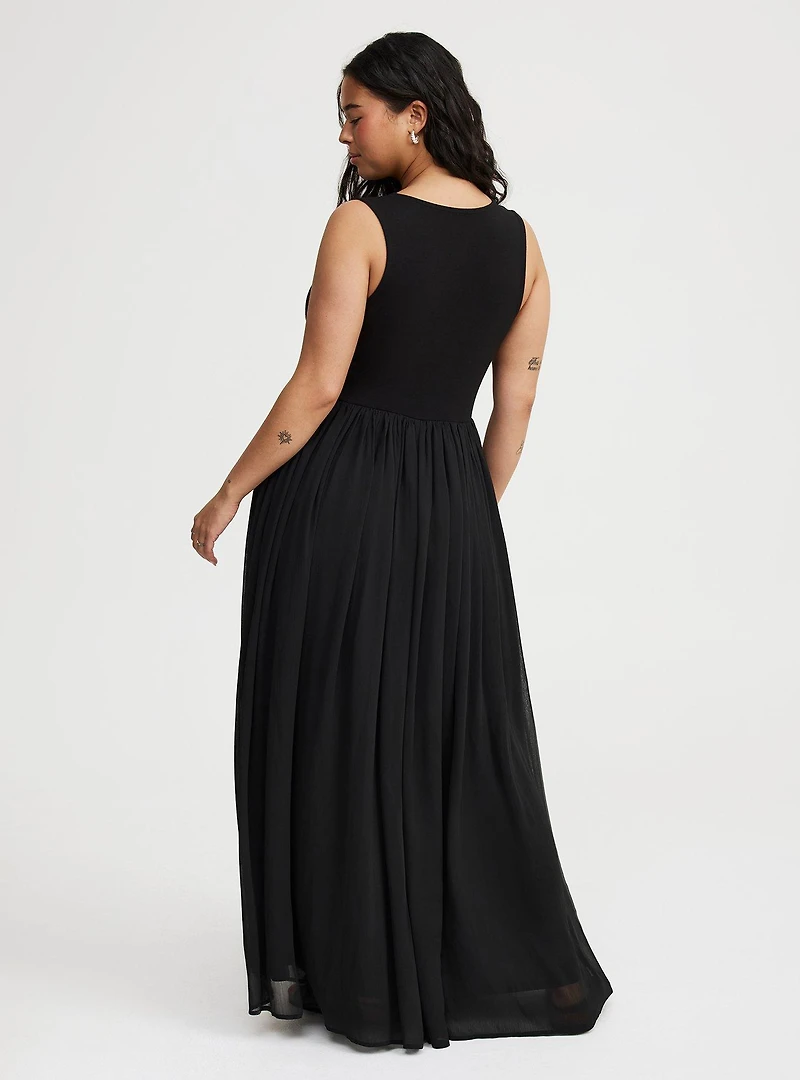 Maxi Textured Chiffon Floor Dress