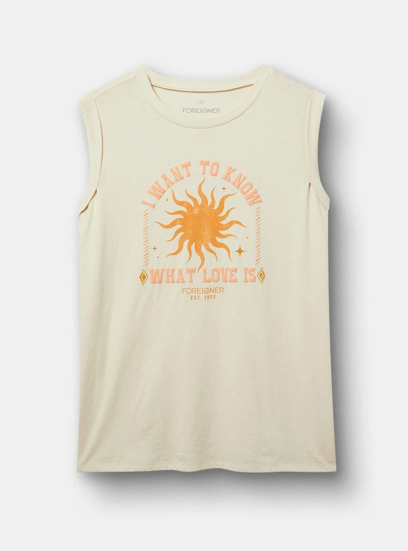 Foreigner Cotton Crew Roll Sleeve Muscle Tank