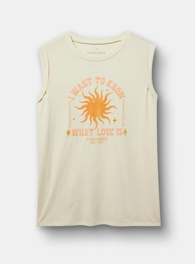 Foreigner Cotton Crew Roll Sleeve Muscle Tank