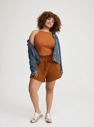 High-Rise Drawstring Knit Short