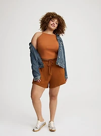 High-Rise Drawstring Knit Short