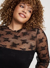 Sheer Lace High Neck Top