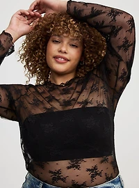 Sheer Lace High Neck Top