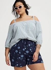 Cold-Shoulder Button-Down Shirt