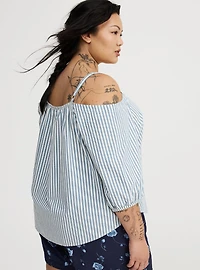 Cold-Shoulder Button-Down Shirt
