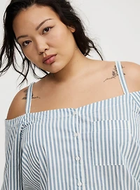 Cold-Shoulder Button-Down Shirt
