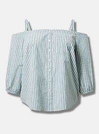Cold-Shoulder Button-Down Shirt