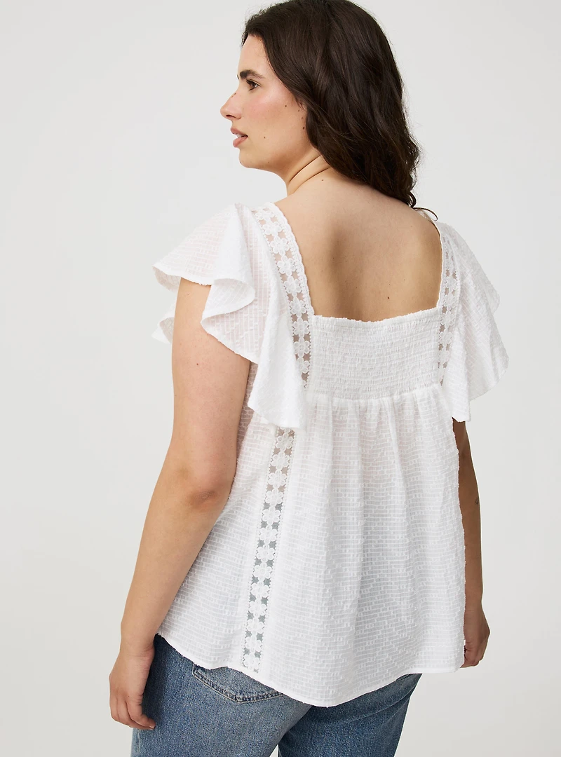 Lace Inset Trim Top