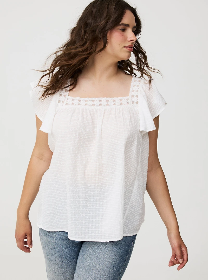 Lace Inset Trim Top