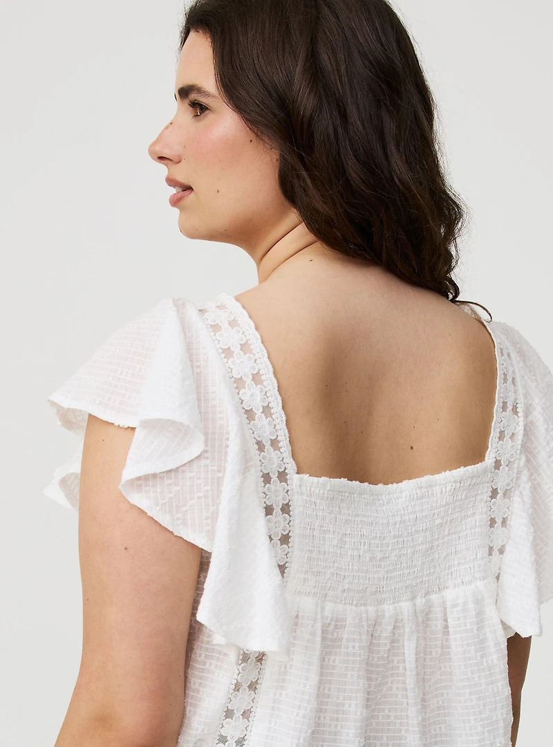 Lace Inset Trim Top