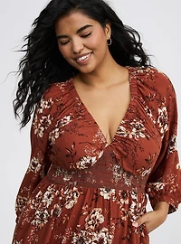 Maxi V-Neck Raglan-Sleeve Dress
