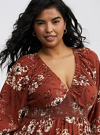 Maxi V-Neck Raglan-Sleeve Dress