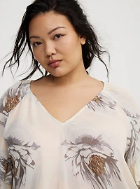 Chiffon V-Neck Ruffle Blouse