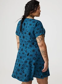 Mini Cap-Sleeve Trapeze Dress